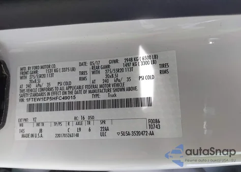 2017 Ford F-150 Xlt from USA, damaged, VIN 1FTEW1EP5HFC49015